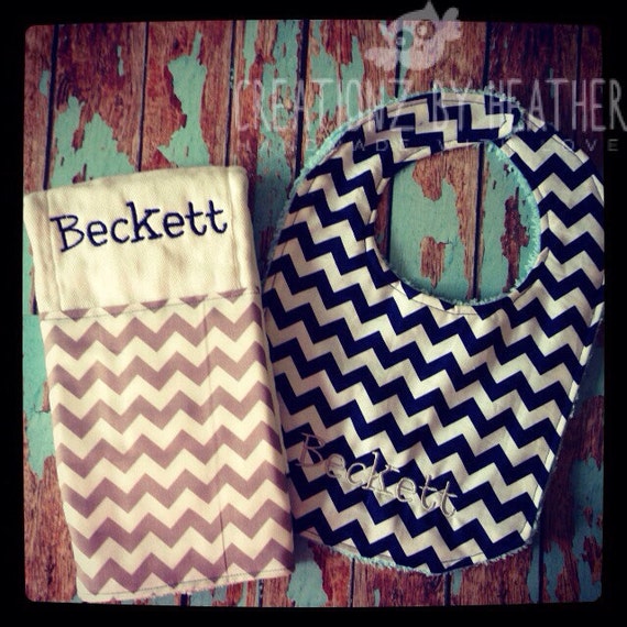 Items similar to Bib and Burp cloth Set on Etsy