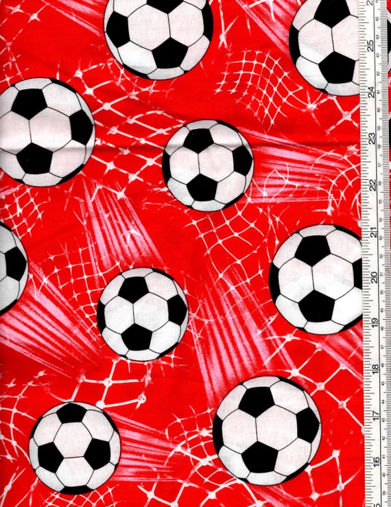 Red Soccer Cotton Fabric Soccer Football Girls by julies5150world