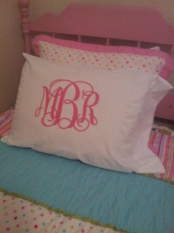 Items similar to Monogrammed Standard Size Pillowcase Personalized