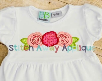 Rose Trio Machine Embroidery Applique Design