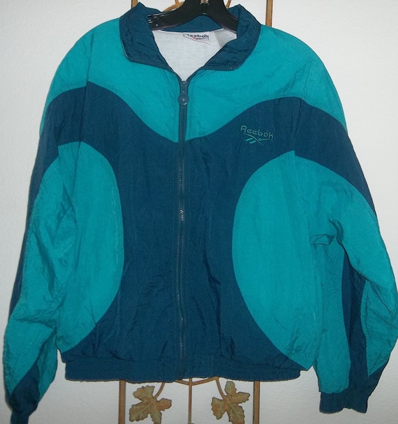 Vintage 1980's Reebok Green Nylon Track Suit / Jacket and