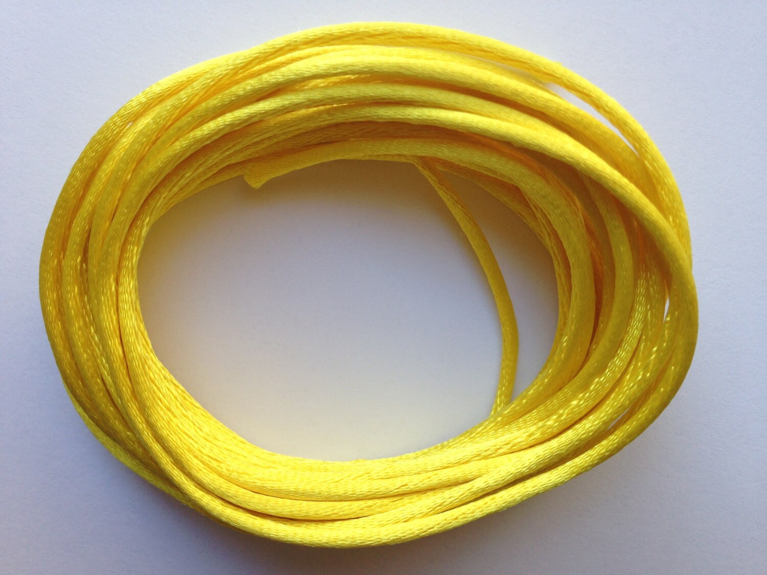 Yellow Satin Rattail Nylon Cord Size 2mm Length 13yds per