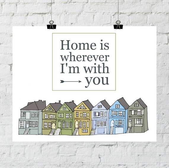  Home  Is Wherever  I m  With You  8x10 Typographic Home 