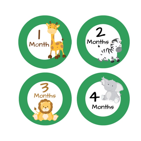 Items similar to Jungle Animals Baby Month Stickers - Printable ...