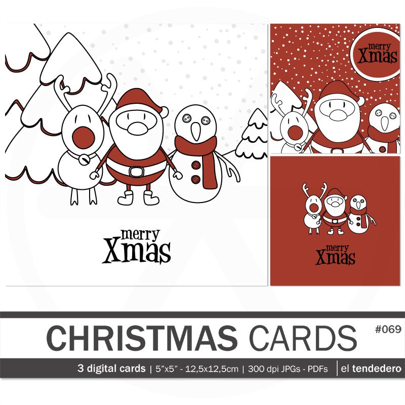 Christmas digital cards christmas printable cards by eltendedero