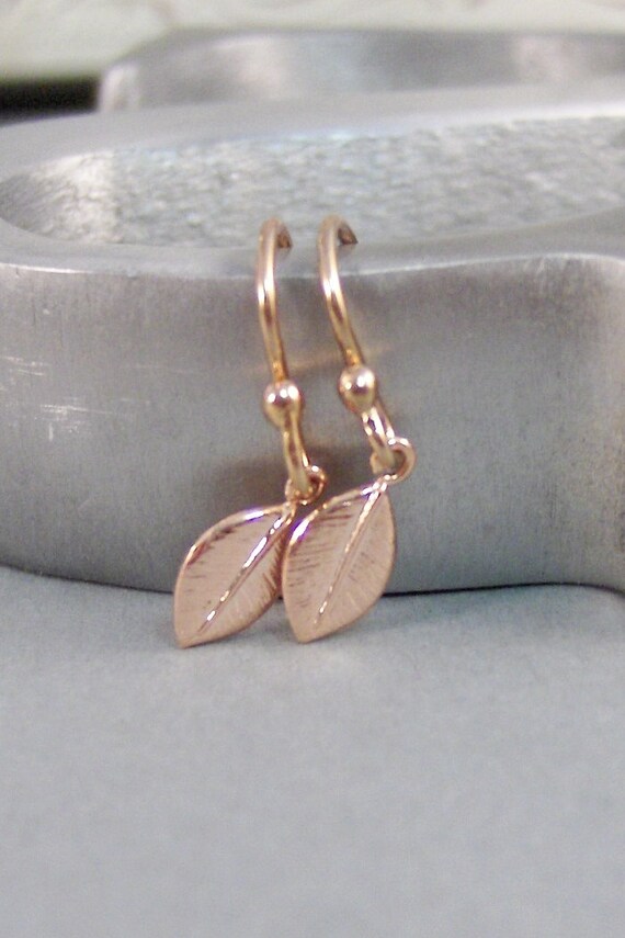 Items similar to Rose Gold Leaf,Earrings,Rose Gold Earrings,Rose Gold