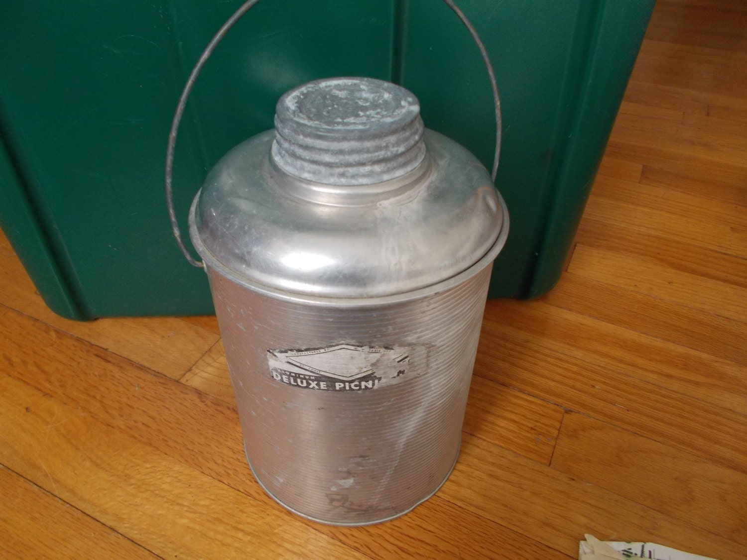Vintage Aluminum Thermos With Glass Insert