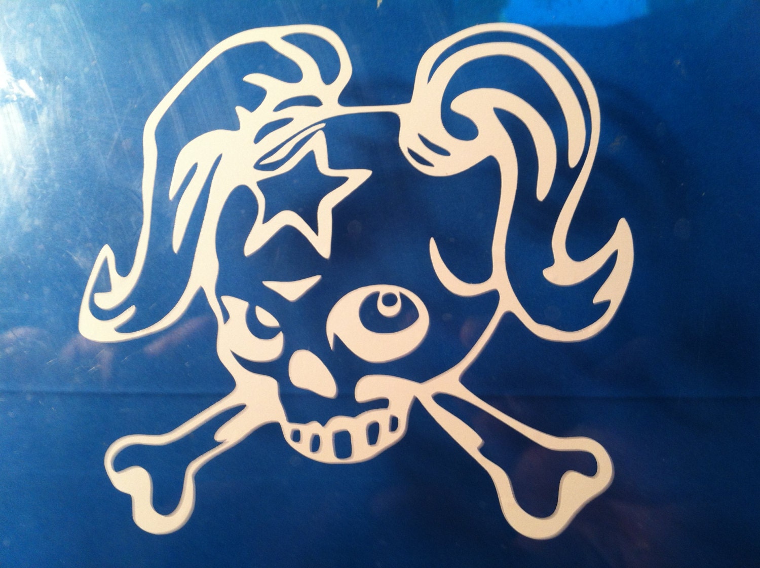 Girly skull decal for window wall car laptop...many colors....