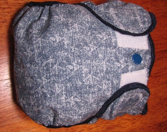 denim cloth diaper cover, waterproof PUL, medium