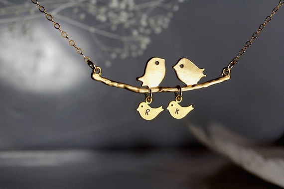 love birds gold necklace