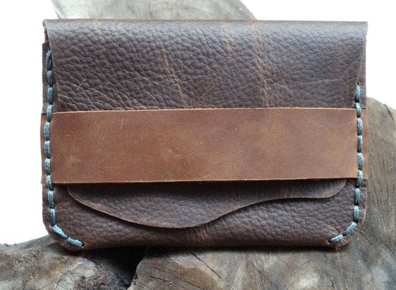 Men's leather wallet,Simple Slim Men's brown leather wallet, leather credit card, postcard sets, handmade