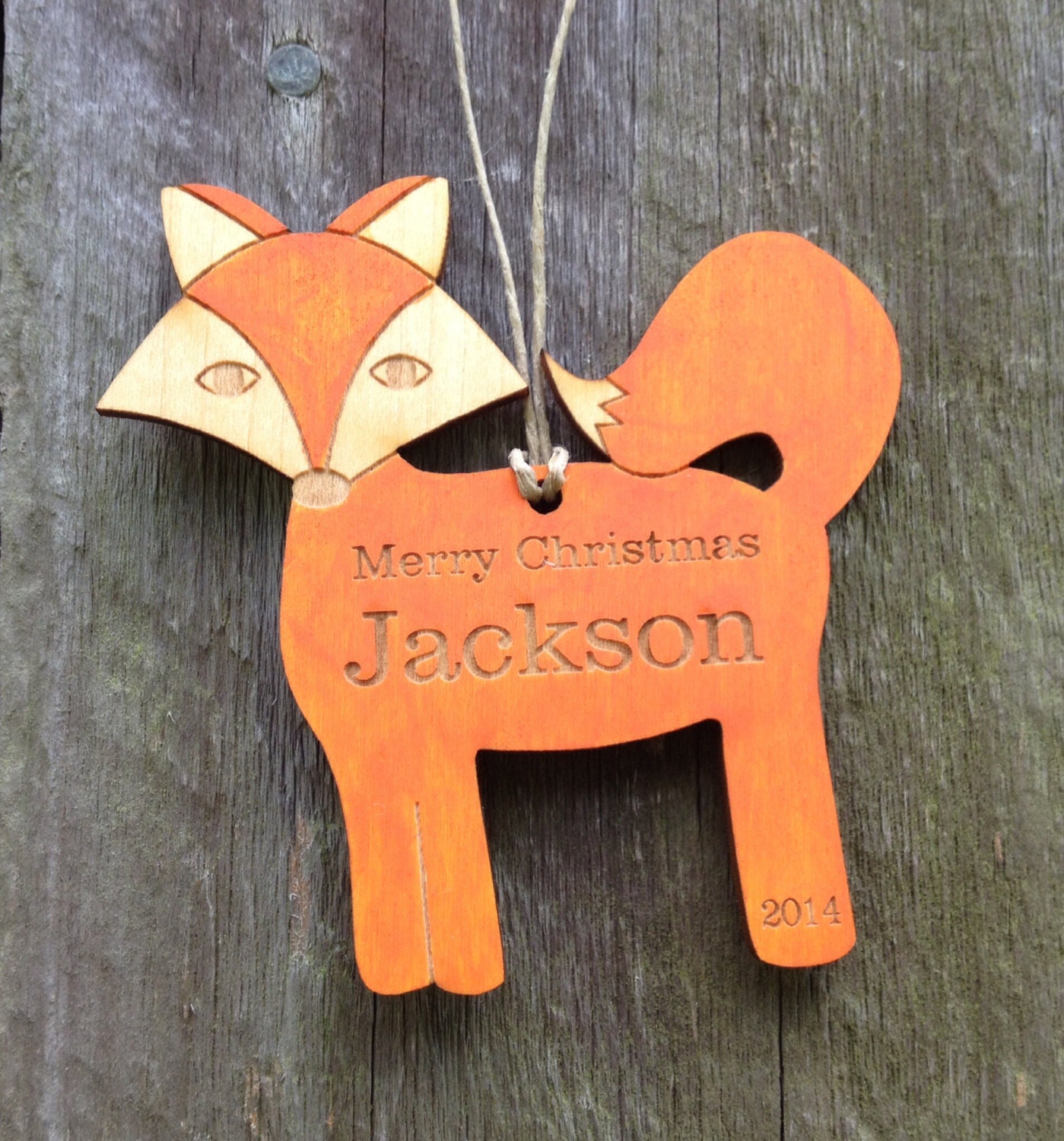 Personalized Fox Ornament Personalized Christmas by WoodBeeLove