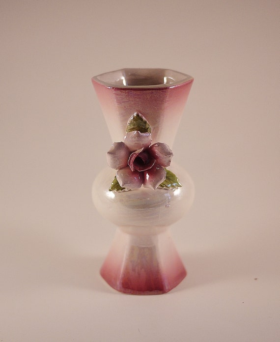 Vintage Rose Bud Pink Vase by KitschyKitschyYAYAYE on Etsy