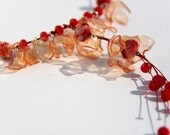 upcycled plastic bottles necklace ''red lilies'' - unique upcycled jewelry - one of a kind