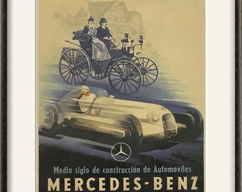 Mercedes Car print Antique prints car art home decor wall old prints Car wall decor old car art Wall poster art retro prints ad prints 12x16