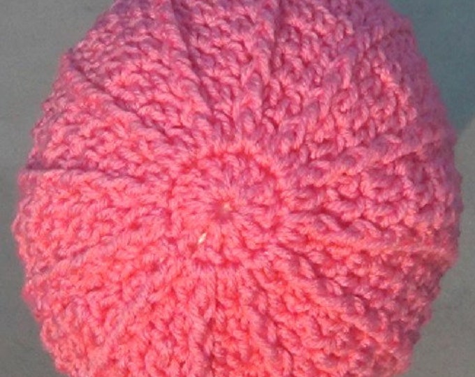 Hat - Pink Crocheted Womans Cloche - Winter Skullcap