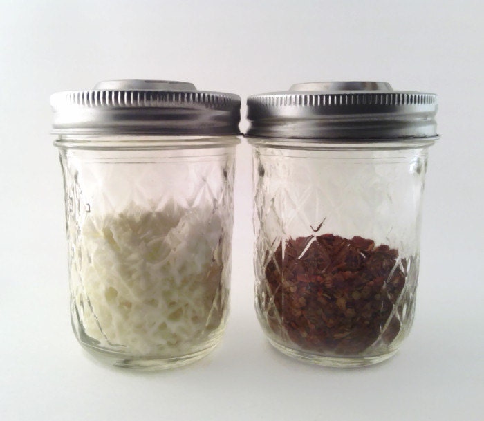 Mason Jar Parmesan Cheese and Crushed Red Pepper Shakers