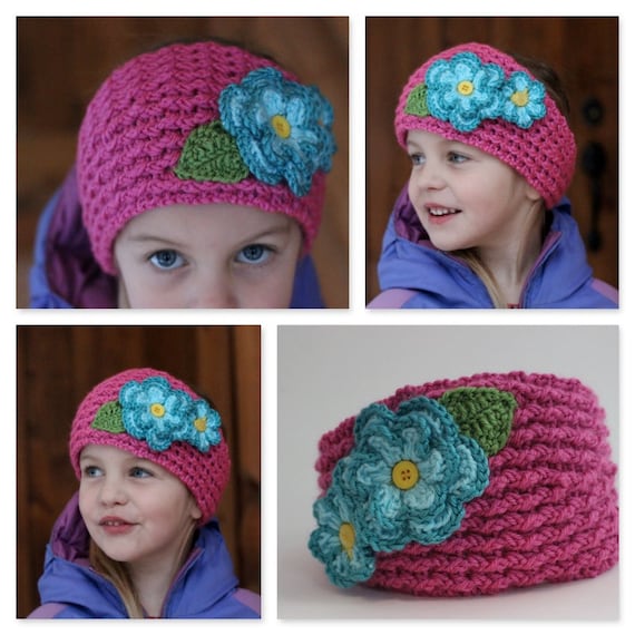 Items similar to Pink Headband/Pink Crochet Headband/Pink Flower ...