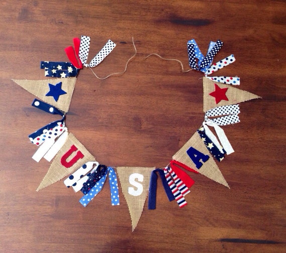 USA Burlap Banner/ Fourth of July Banner