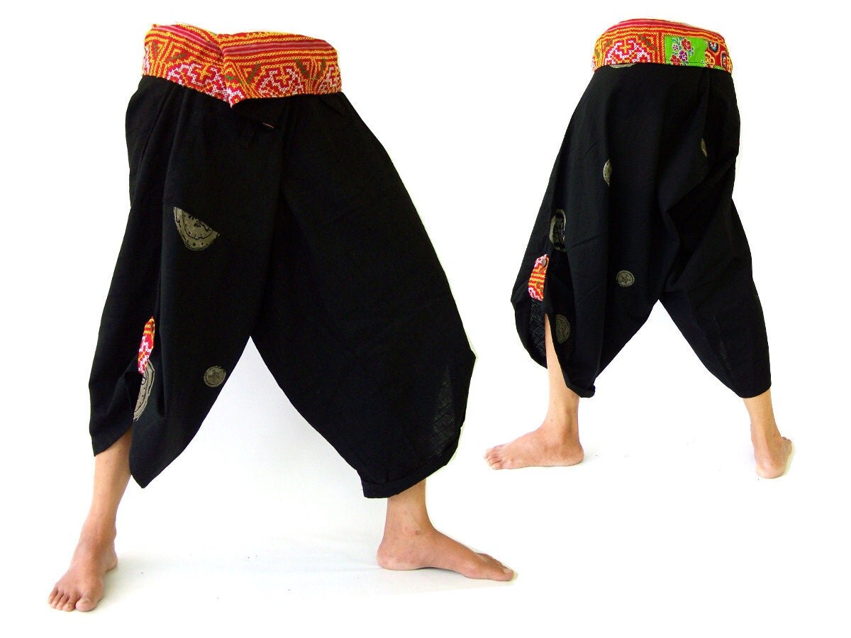 Samurai pants japanese wrap pants ethnic pants by SiamroseOriginal