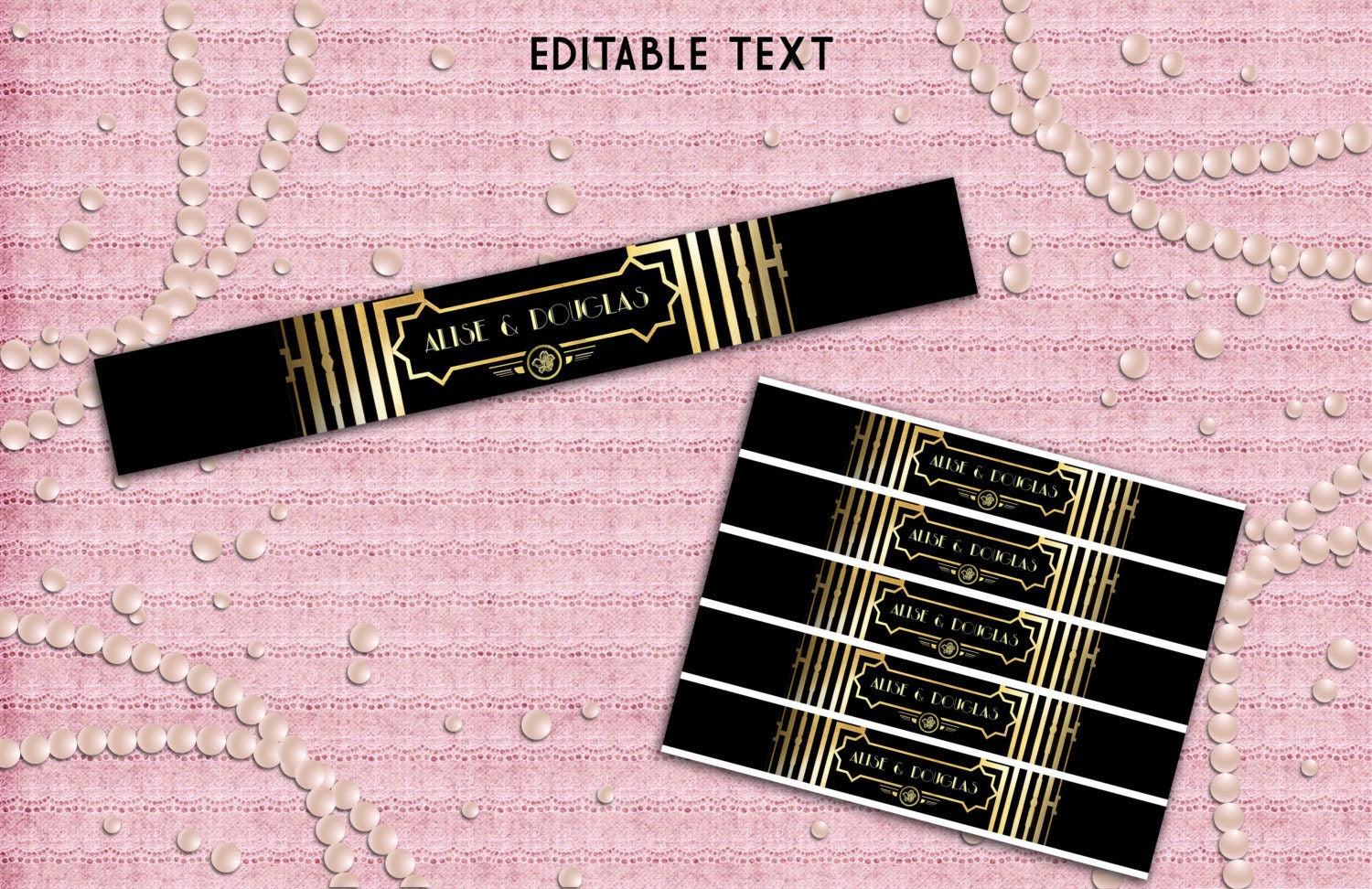 Printable Wedding Belly Band templates Great Gatsby Style