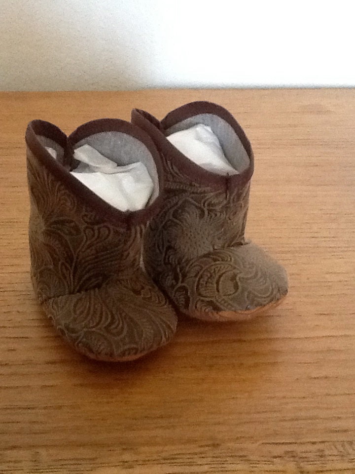 infant baby leather look cowboy boots