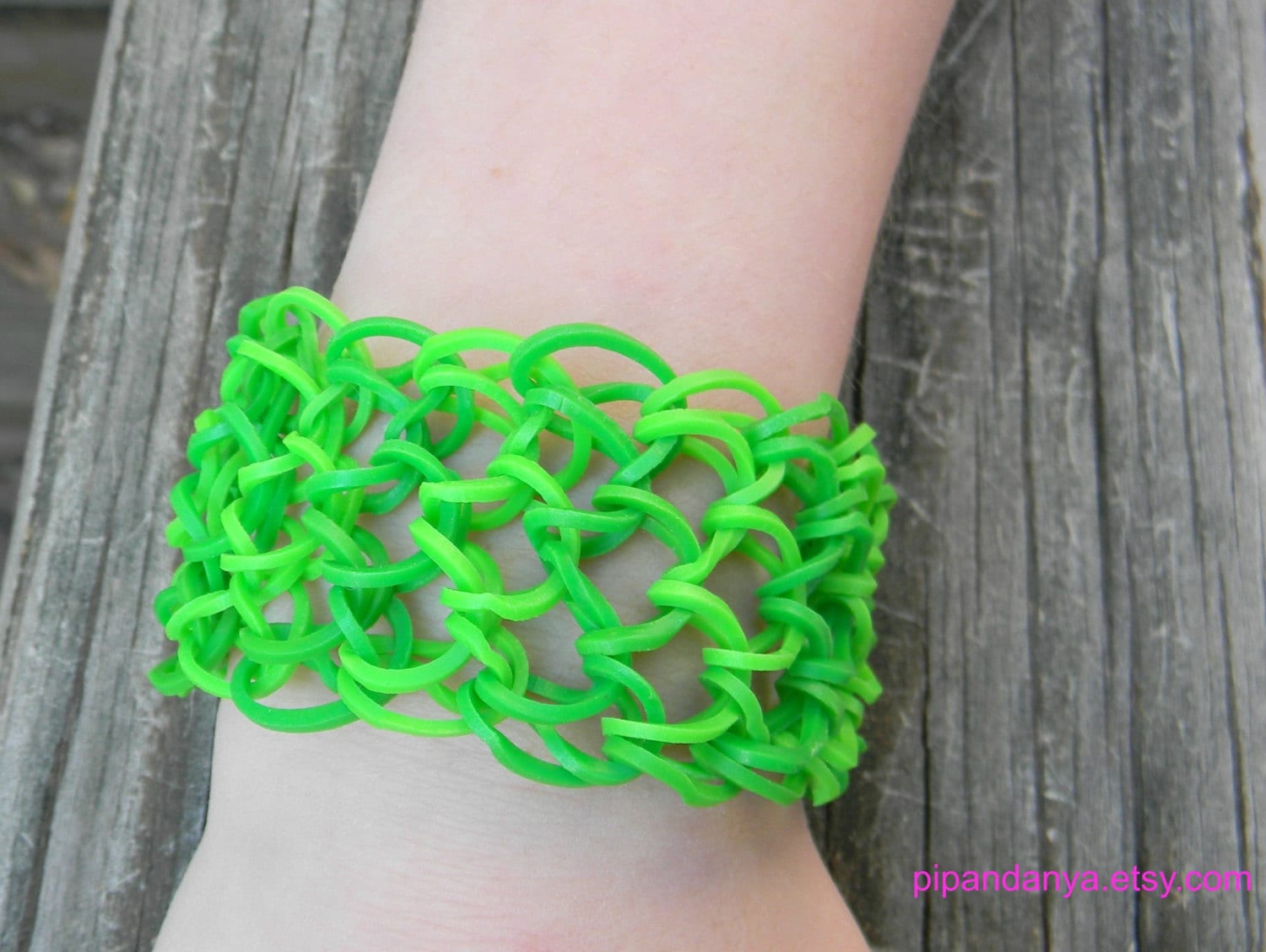 Loom Band Dragon Scale Bracelet Rainbow Loom Cuff by PipandAnya