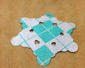 Die Cut Tags -4" Glitter Light Blue and White Snowflake w/o Hole in Center Il_170x135
