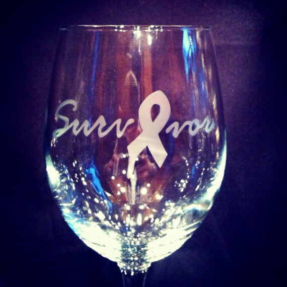 Breast Cancer Survivor Wine Glass by 1325UniqueCustomGift on Etsy