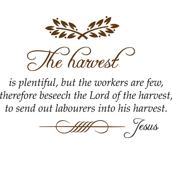 Items similar to Christian Vinyl Wall Art | The Harvest is Plentiful ...