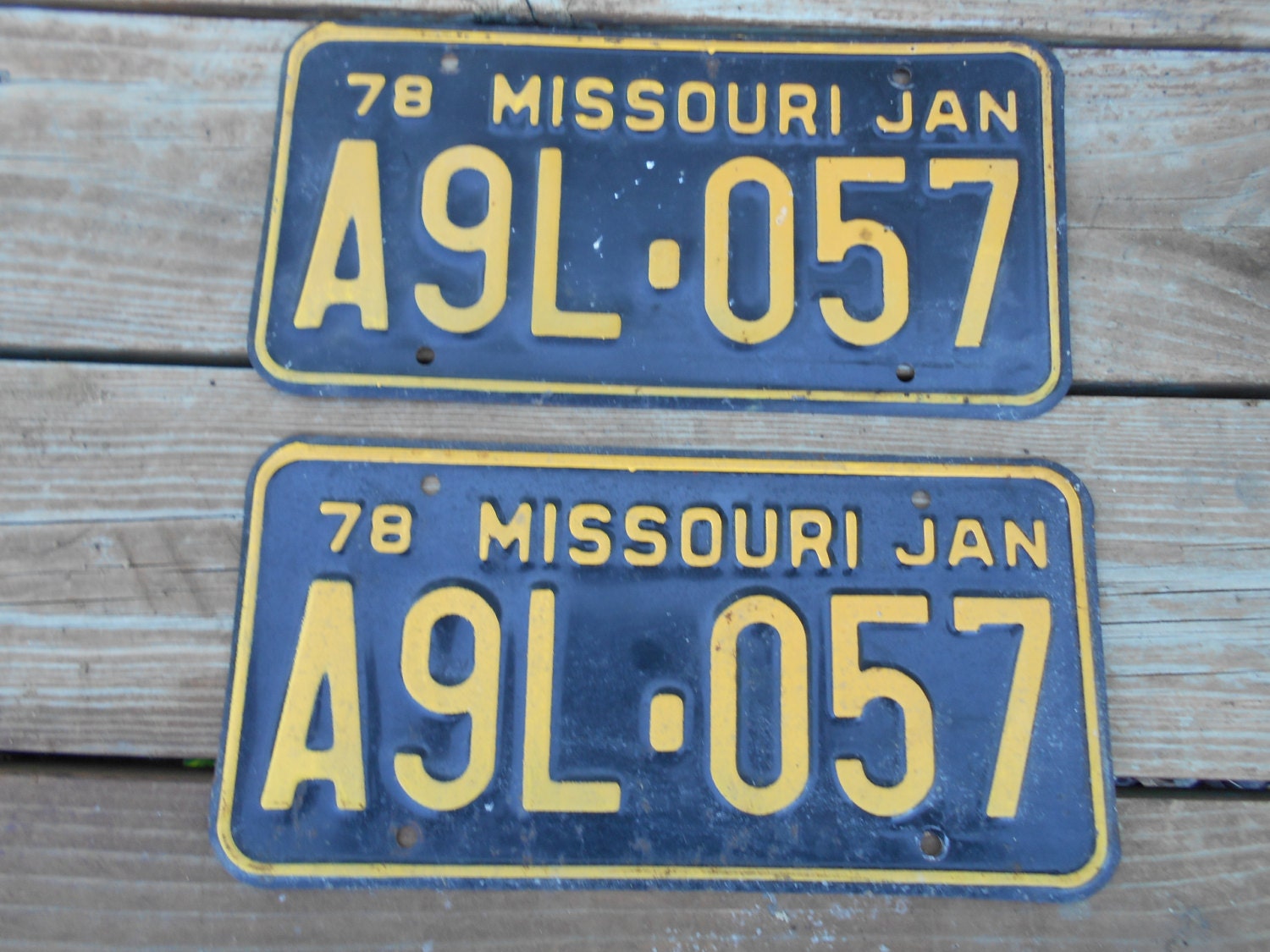 Missouri license plate Vintage SET Jan 1978 by grandmasoldgoodies