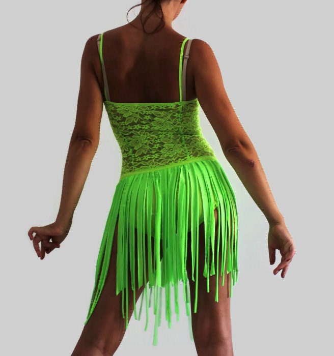 Latin Salsa Performance Dance dress Green neon Show Go-Go