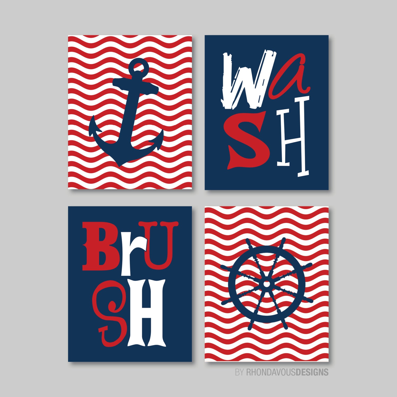 Nautical Bathroom Print Art Bathroom decor Bathroom art