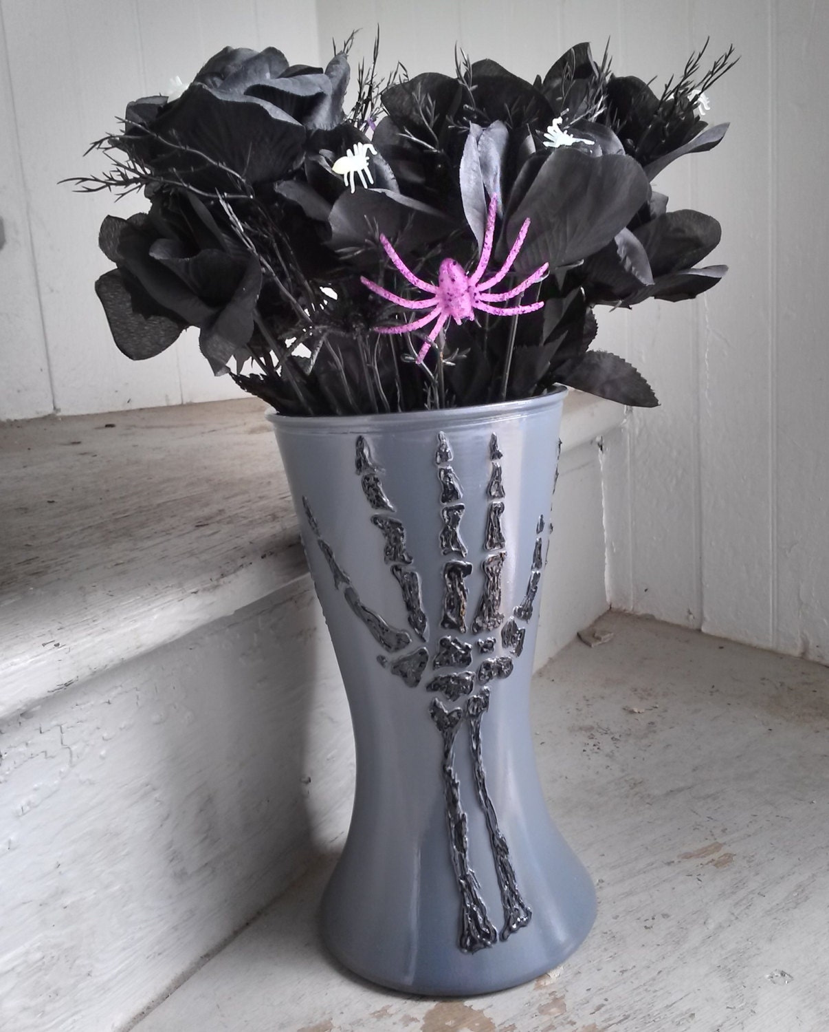 Halloween Spooky Bones Glass Vase 10 in. tall by MattiesOwn
