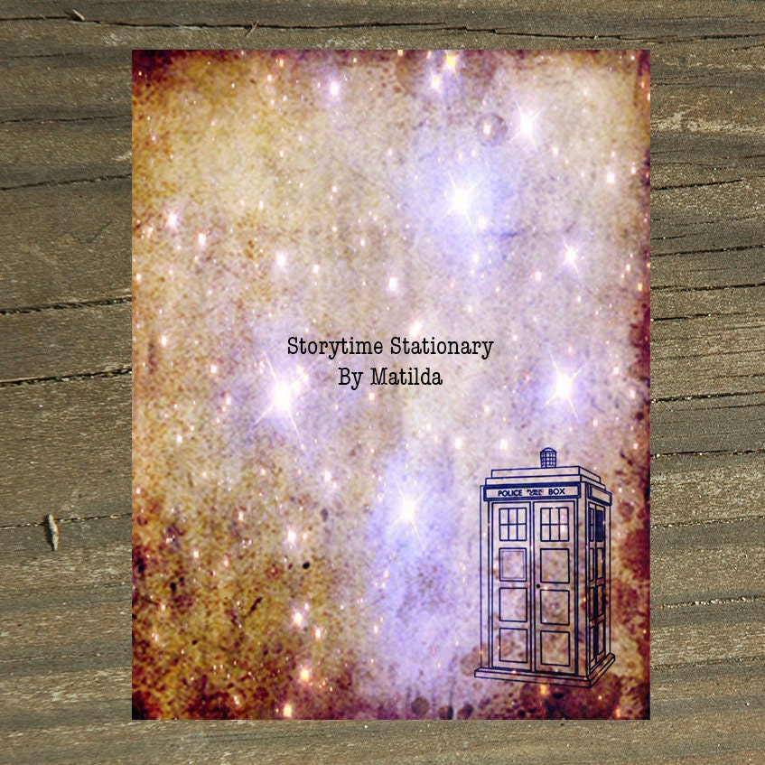 Dr. Who Digital Printable Stationary TARDIS Galaxy