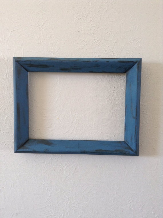 5x7 blue frame distressed wood cottage by MandyisEachOneUnique
