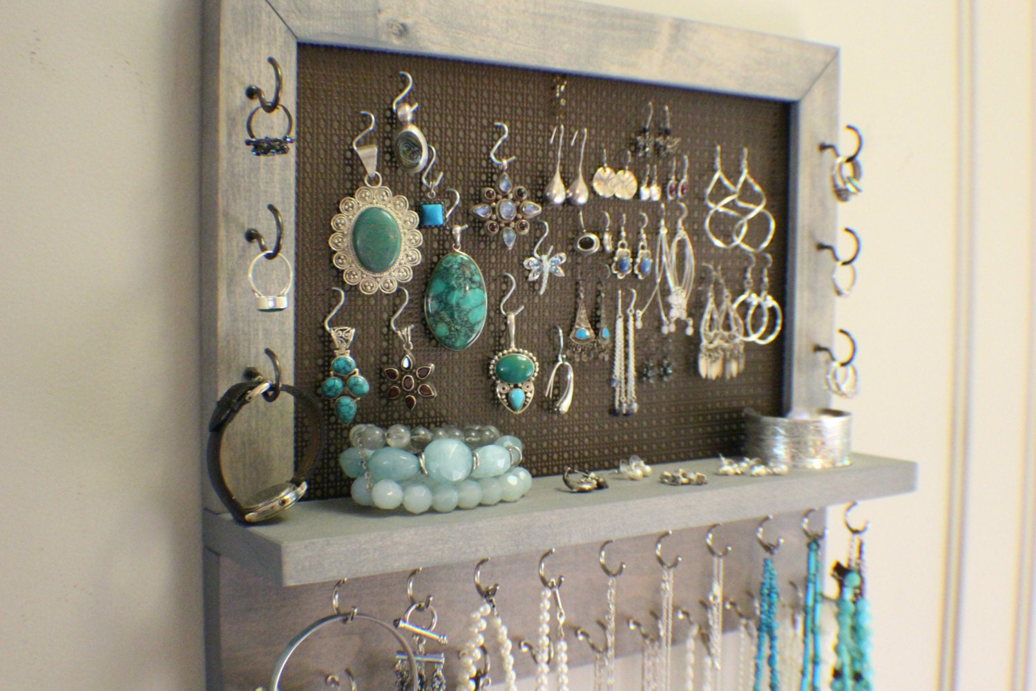 You Pick The Satin and Mesh Wall Mounted Jewelry by TheKnottyShelf