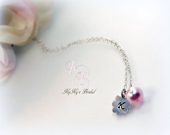 Girl Necklace, Personalized, Choice of Color, Flower Girl Jewelry ...