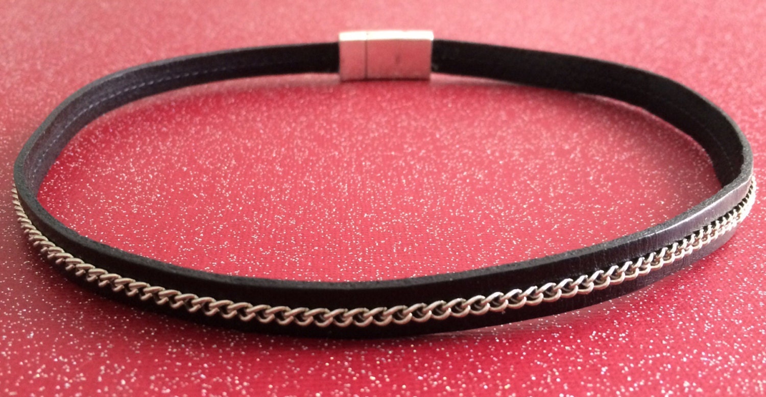 Chain and Leather Day Collar