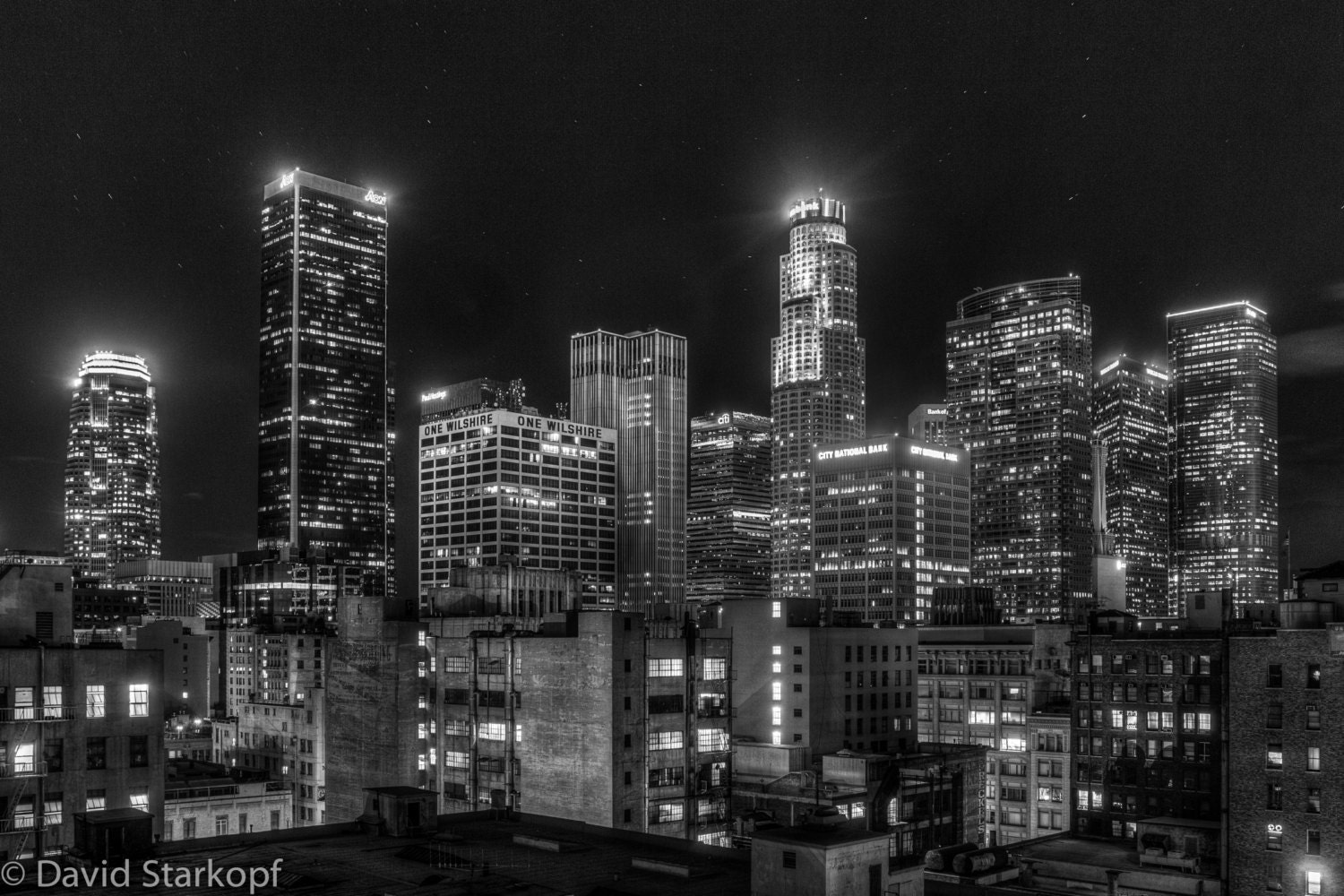 Los Angeles Skyline. Black and White City by dstarphotos on Etsy
