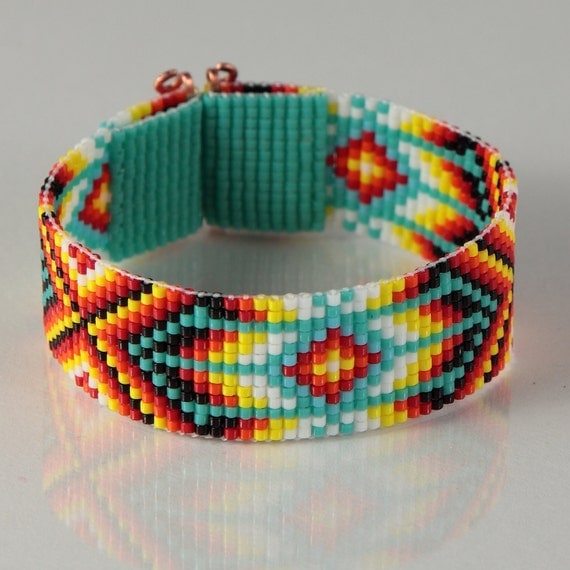 Items similar to Bohemian Bead Loom Bracelet Native American Inspired ...