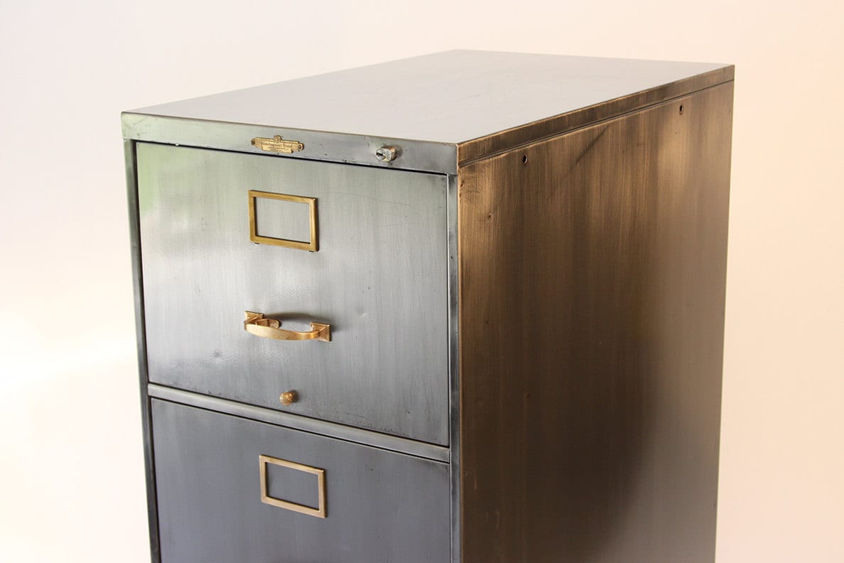 Machine Age, Brushed Steel and Brass, Remington Rand File Cabinet