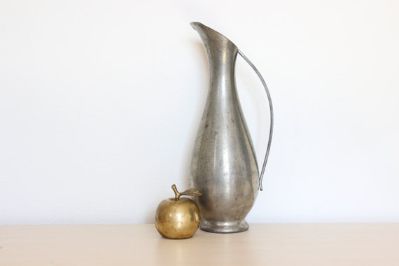 Vintage Pewter Pitcher - Royal Holland Pewter Vase - Silver Gray Grey Rustic Farmhouse - Modern Wedding Decor Cottage Chic Centerpiece