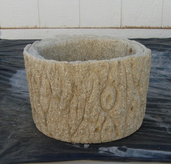 Tree stump concrete planter log bonsai pot garden art faux