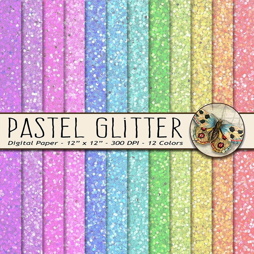 Download Pastel Rainbow Glitter Paper In 12 Pastel Rainbow Colors