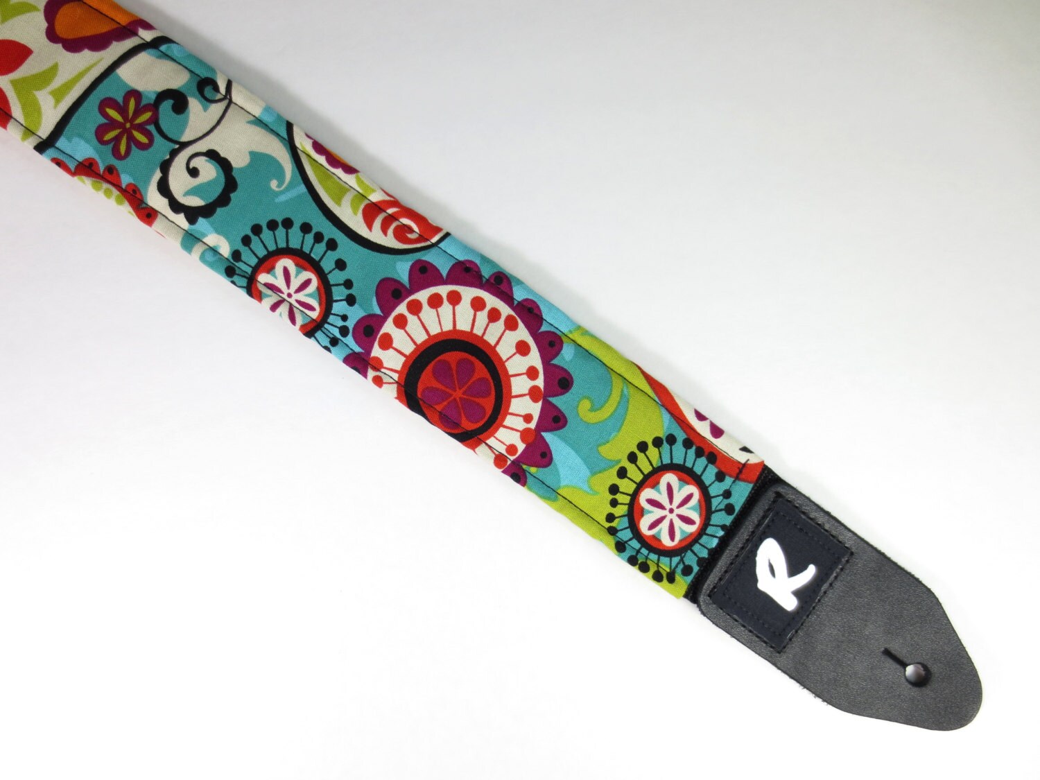 Groovy Hippie Paisley Guitar Strap Flowers Colorful