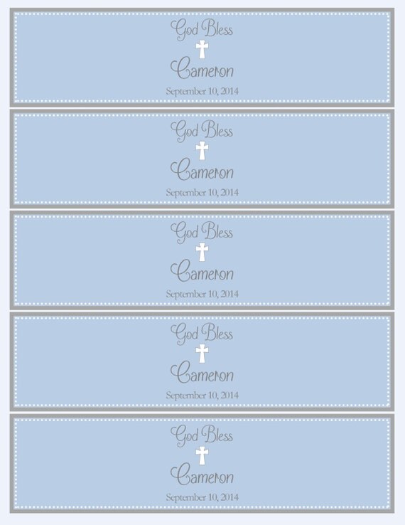 Printable Water Bottle Labels For Baptism By SweetLifePrintables