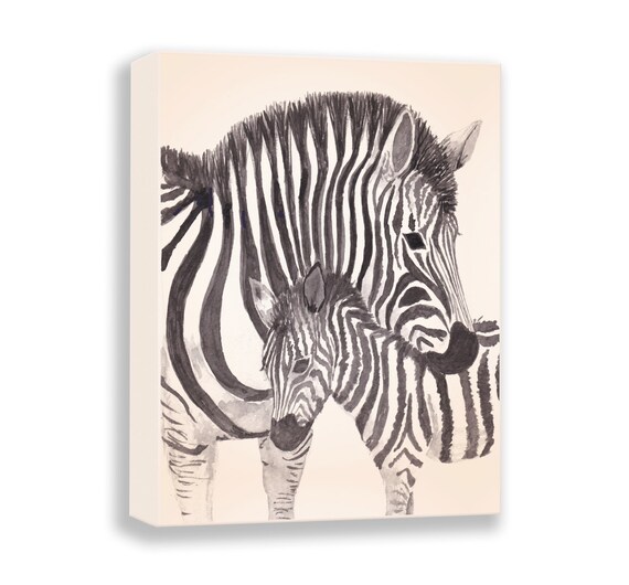 Zebra Canvas Watercolor Nursery Art Safari Animals Nursery