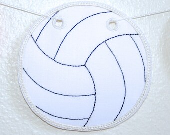 ITH Volleyball Bunting Machine Embroidery Design Pattern Download 4x4 5x7 In The Hoop Project Volleyball Fabric Banner
