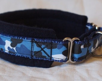 Fleece Lined Martingale Dog Collar -Blue Camo